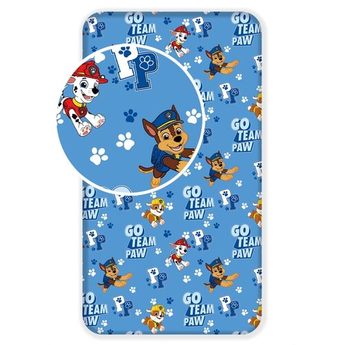 Jerry Fabrics Plava pamučna dječja plahta s gumom 90x200 cm Paw Patrol &amp;ndash; Slike