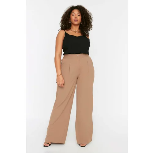 Trendyol Curve Mink Pleated Woven Trousers