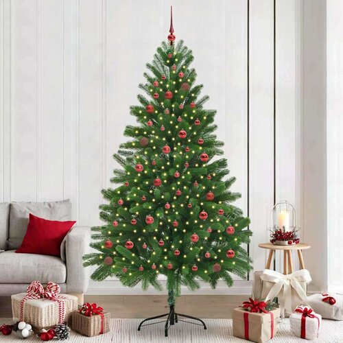 vidaXL Božično drevo med 300 LED z stojalom Zelena 210 cm PE Cene
