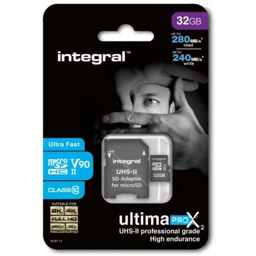 Integral spominska kartica z SD adapterjem microSDHC 32GB (INMSDH32G-280/240U2)