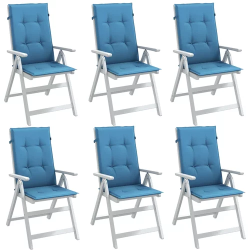  Jastuci za stolice 6 kom prošarano plavi 120x50x4 cm od tkanine