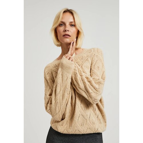 Moodo Women's perforated sweater - beige Slike