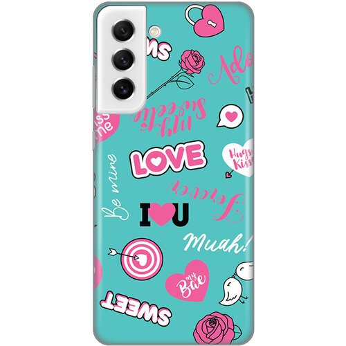 Silikonska maska za Samsung G990 Galaxy S21 FE Love Print tirkizna Slike