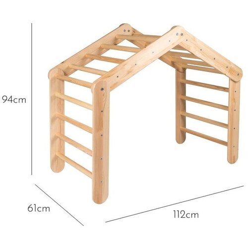 MeowBaby Roza/naravna barva trikotnik iz borovega lesa 112x61x94 cm Montessori - Slike