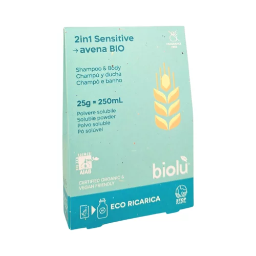 biolù Sensitive 2v1 šampon in gel za tuširanje v prahu