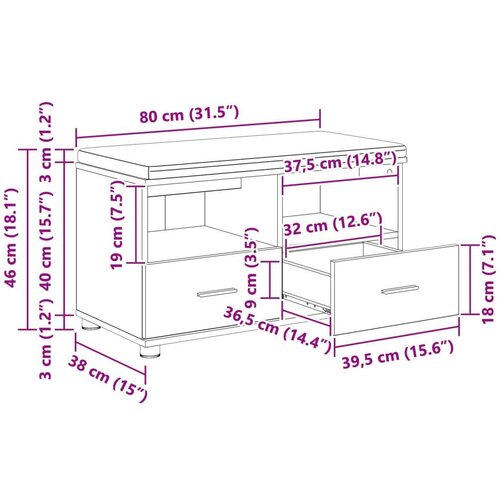  Klupa za hodnik s jastukom Dimljeni hrast 80 x 38 x 46 cm Slike