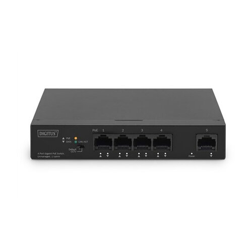 Digitus 4- Port Gigabit PoE Netzwerkswitch, Desktop, unmanaged, 1 Uplink Port RJ45, 60 W, af /at Cijene