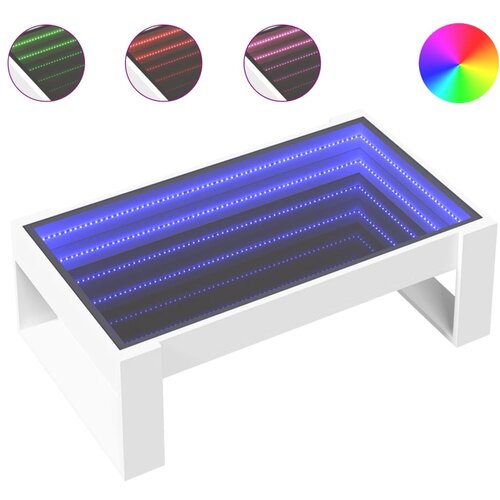 Maison Chic Klubska mizica - kavna mizica - Nizka mizica z neskončnimi LED bela 90x53x30 cm, (21751975) Slike