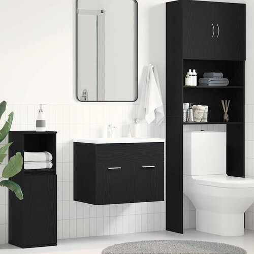 Ormarić za umivaonik u kupaonici crni hrast 60x38,5x46 cm inženjerski drvo Slike