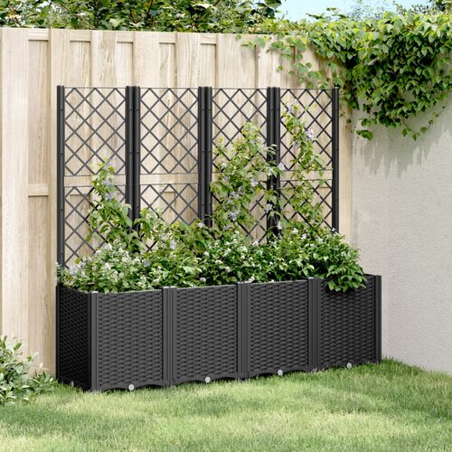  Vrtna sadilica s re&amp;scaron;etkom crna 160 x 40 x 140 cm PP Slike