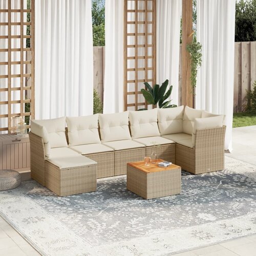 vidaXL 8-dijelni set vrtnih sofa od poliratana s jastucima bež Cijene