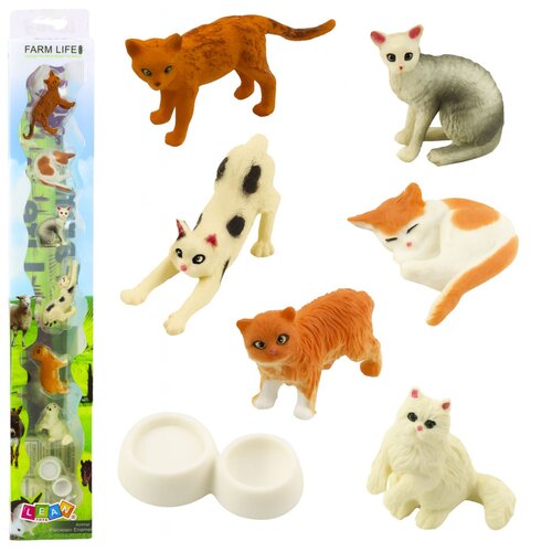  Set of Mini Figures Cat Breeds Cats Feeding Bowl 4-6cm 7pcs Slike