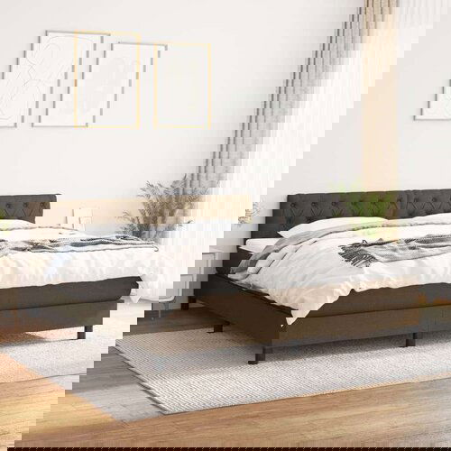  Krevet s oprugama i madracem tamnosmeđi 160x200 cm tkanina Slike