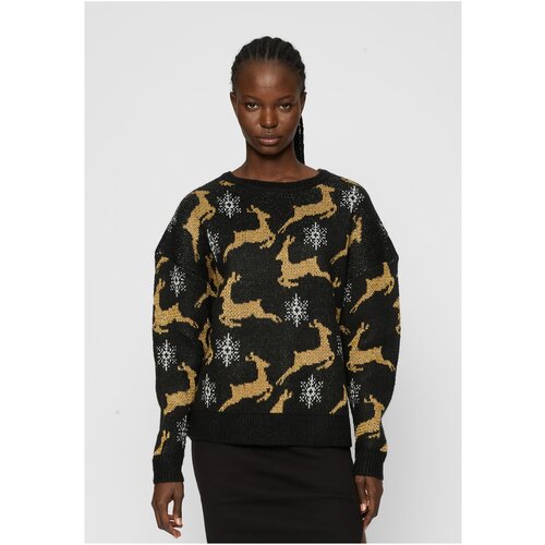 Urban Classics Women&amp;#039;s Oversized Christmas Sweater Black/Gold Slike