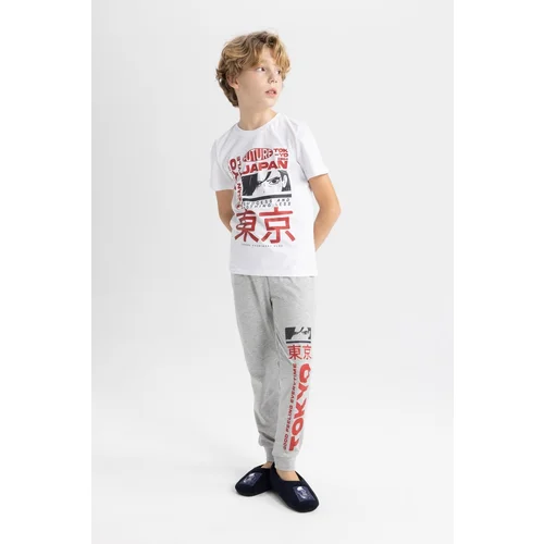 Defacto Boy's Printed Short Sleeve Pajamas Set