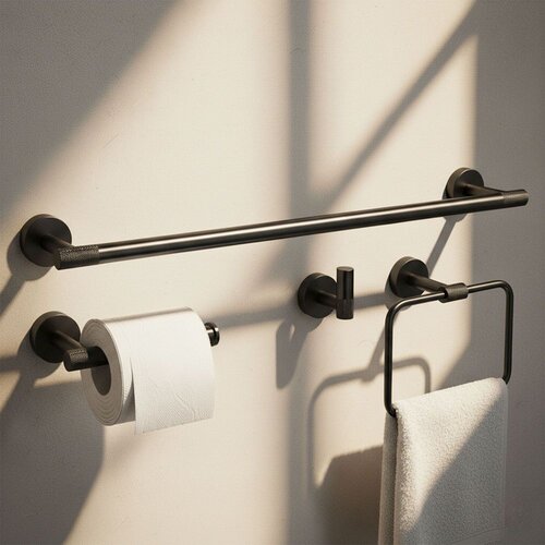 REA Bath Set kopalni&amp;scaron;kih dodatkov GRID Black 4 deli Slike