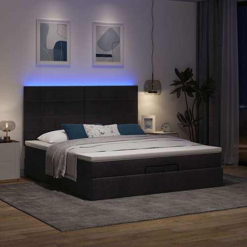 vidaXL Otomanski posteljni okvir z vzmetnico črn 180x200 cm blago Cene