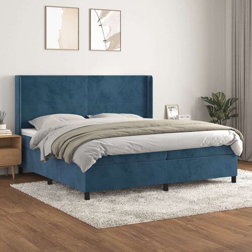  Box spring postelja z vzmetnico temno modra 200x200 cm žamet, (20761272) Slike