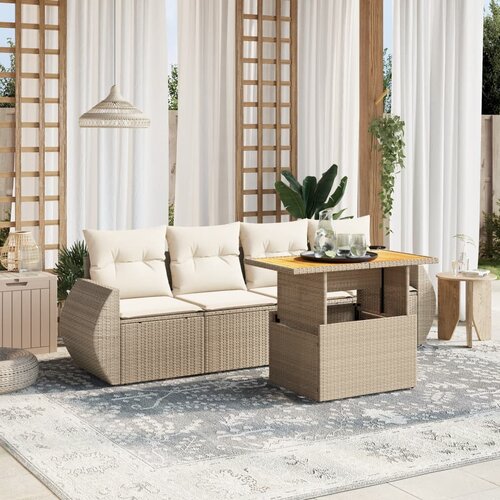 vidaXL 5-dijelni vrtni set sofa s jastucima bež od poliratana Cijene