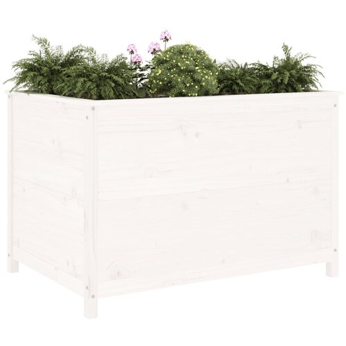  Povi&amp;scaron;ena vrtna gredica bijela 119,5x82,5x78 cm masivna borovina Slike