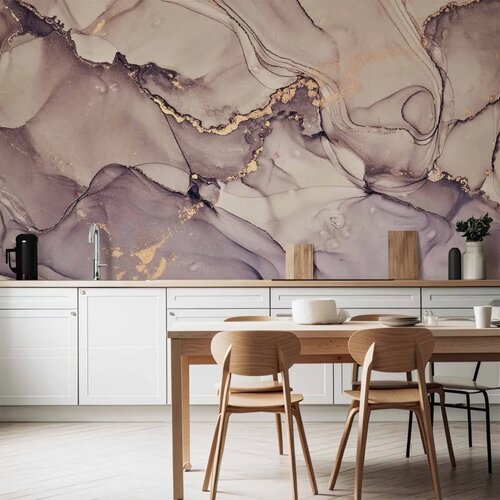  Foto tapeta - Watercolour Abstraction - Powder Pink Marble With Gold Accents 400x280 Vodootporna Cene