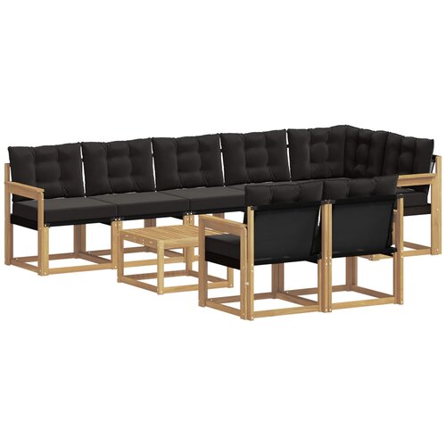 vidaXL Zunanja garnitura za sedenje z blazino 9 pcs Bela in črna, (5000269320) Cene