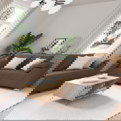 VidaXL Set sofe 2 pcs Smeđa 219 x 77 x 82 cm tkanina Slike