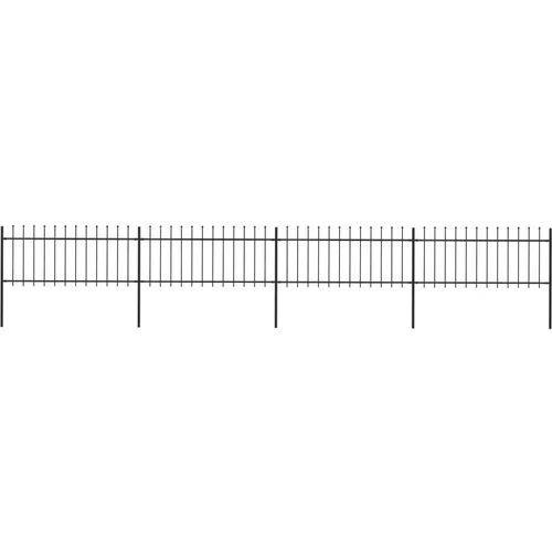 vidaXL Vrtna ograja s koničastimi vrhovi jeklo 6,8x0,8 m črna