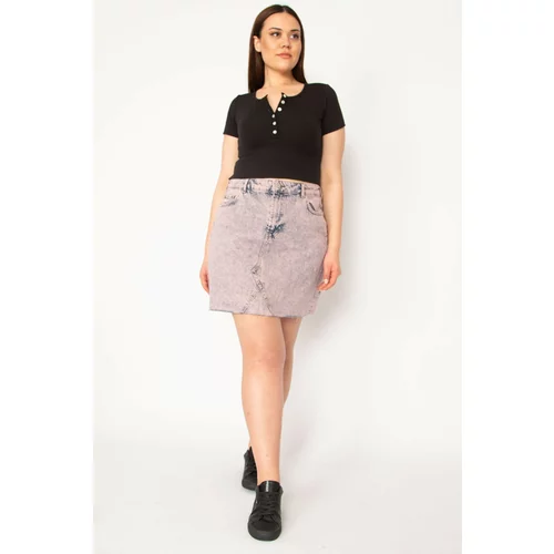 Şans Women's Plus Size Lilac Wash Effect Lean Skirt