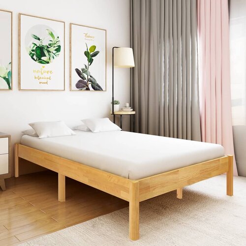 VidaXL Posteljni okvir iz trdne hrastovine 120x200 cm Slike