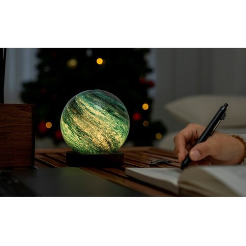 Gingko LED namizna svetilka v temni naravni barvi s steklenim senčilom (vi&amp;scaron;ina 13 cm) Stellar Ocean &amp;ndash; Slike