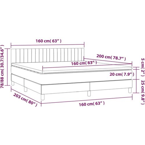 vidaXL Box spring postelja z vzmetnico LED krem 160x200 cm blago, (20900218) Cene