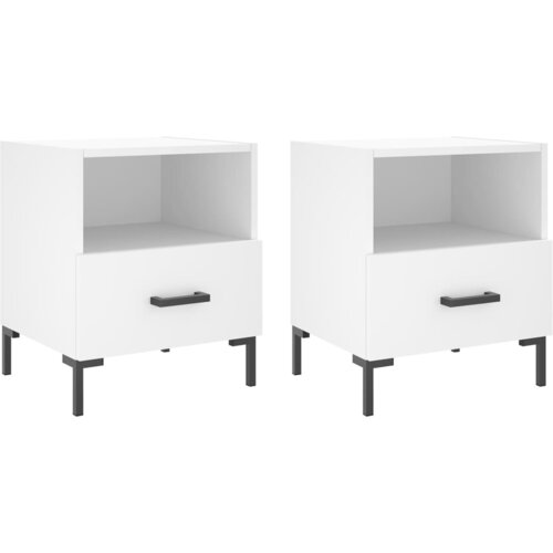 Maison Chic Dvo delni komplet Nočne omarice - Nočne mize bela 40x35x47,5 cm inženirski les, (21688076) Slike