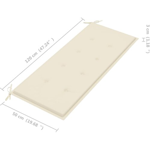  Složiva vrtna klupa s jastukom 128,5 cm od masovne tikovine Krema 120 cm Slike