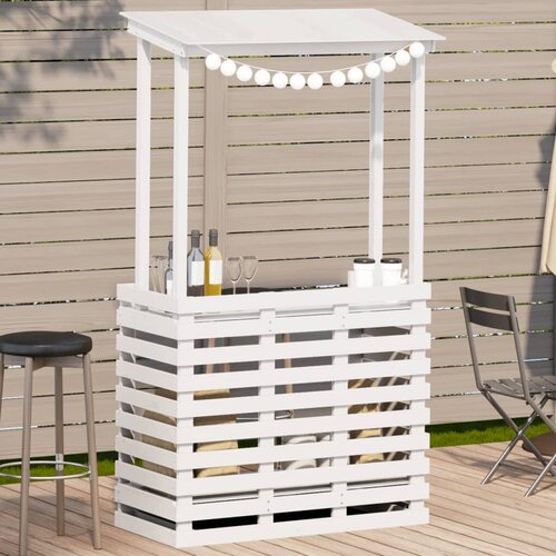 vidaXL Zunanja barska miza s streho bela 112,5x57x195,5 cm trden les Cene
