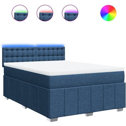 vidaXL Box spring postelja z vzmetnico modra 140x200 cm blago, (21321536) Cene