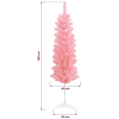  Umjetno vitko božićno drvce 150 cm PVC i čelik Ružičasta - Ružičasta 150 cm Slike