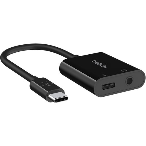 Belkin USB-C v USB-C 60 W Jack 3,5 mm ženski avdio polnilni adapter, - crn, (20516688) Slike