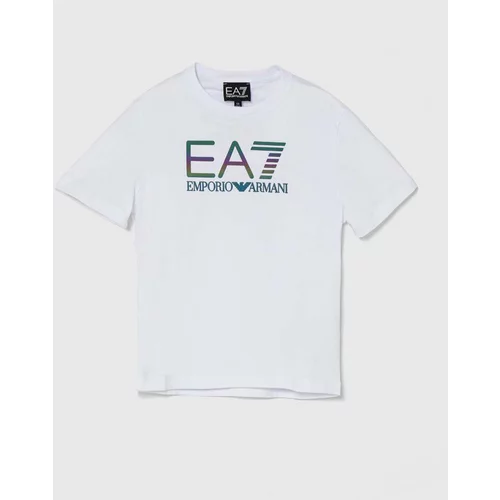 Ea7 Emporio Armani Dječja pamučna majica kratkih rukava boja: bijela, s tiskom