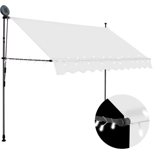 vidaXL Ročno zložljiva tenda z LED lučkami 250 cm krem, (20610979)