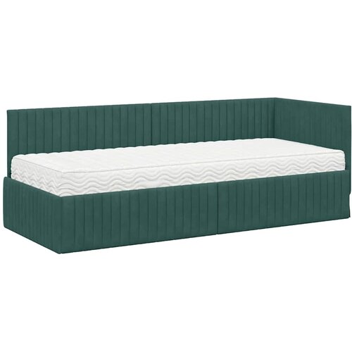  Kutni krevetni okvir s madracem 2 pcs Zelena Bar&amp;scaron;un Slike