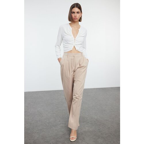 Trendyol mink Cotton Comfortable Fabric Wide Leg / Wide Leg Woven Trousers Slike