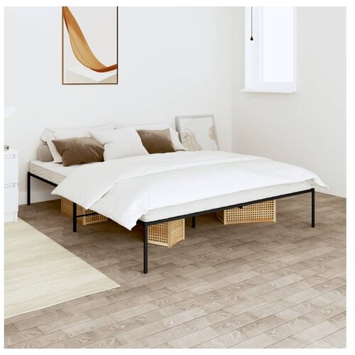  Kovinski posteljni okvir črn 150x200 cm Cene