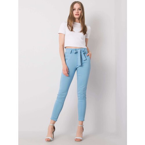 Fashion Hunters Blue fabric trousers with belt Slike