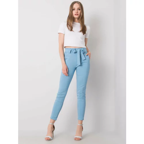 Fashion Hunters Blue fabric trousers with belt