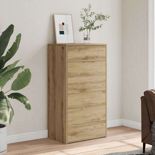 vidaXL Komoda s 6 predali artisan hrast 50x34x96 cm iverna plošča Cene