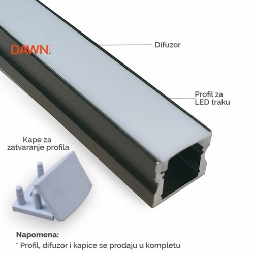 Dawn led profil LL-ALP004-R komplet crni Cene