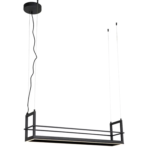 QAZQA Viseča svetilka črna z nosilcem, vključno z LED 3-stopenjskim zatemnitvijo - Cage Rack