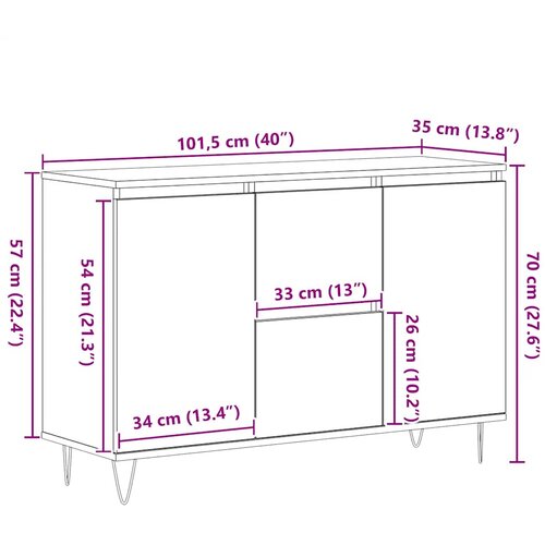  Komoda staro drvo 101,5x35x70 cm od konstruiranog drva Slike
