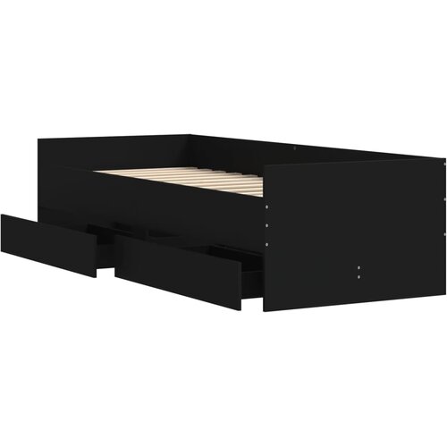  Okvir kreveta s ladicama crni 75 x 190 cm konstruirano drvo Slike